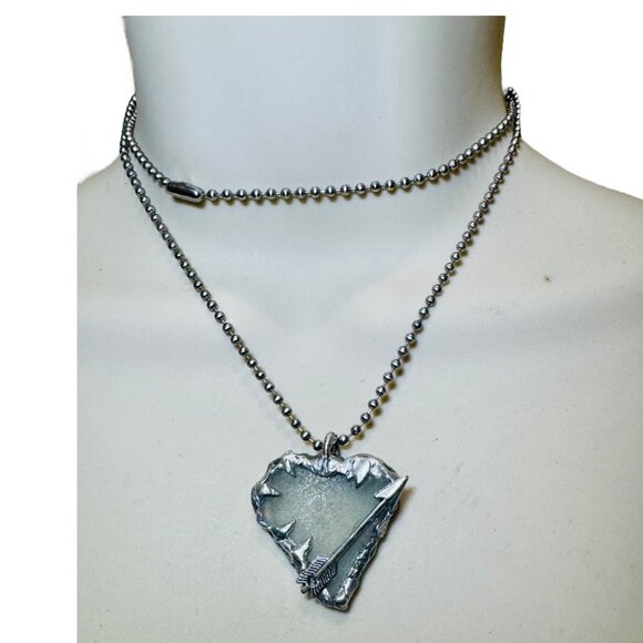 Artisan Sea Glass Heart Pendant With Silver Metalwork Arrow “Struck by Cupid” - Picture 2 of 15